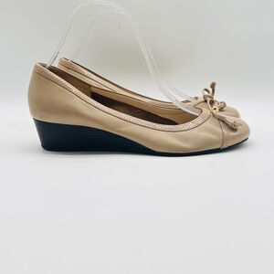 Cole Haan Beige Flats with Bow Accent
